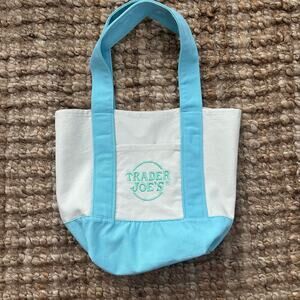 Trader Joe’s Mini Canvas Tote Pastel Blue Limited Edition Summer Bag